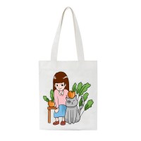 Women Canvas Bags Ladies Vegan Graphic Print Shoulder Handbags Painting Bag Casual Shopping Bags Travel Eco Reusable Shopper Bag