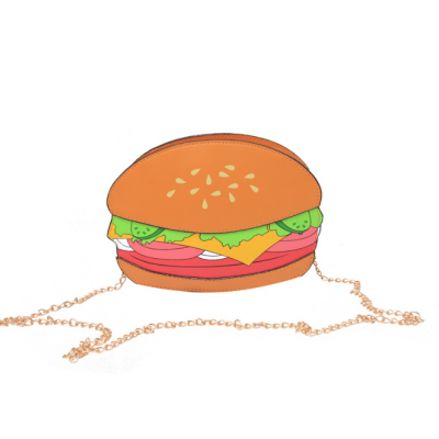 Cute Cartoon Chain PU Shoulder Messenger Bag Hamburger/Ice Cream/Popcorn Shaped Crossbody Women Bags Large Capacity Handbags