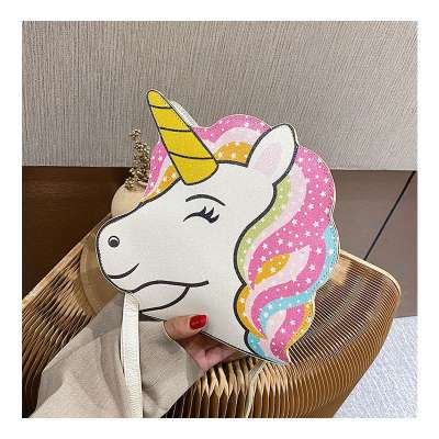 Kawaii Unicorn Bags Casual Crossbody Bags PU Leather Mini Bags Zipper Pouch Gift Funny Unicorn Coin Purses